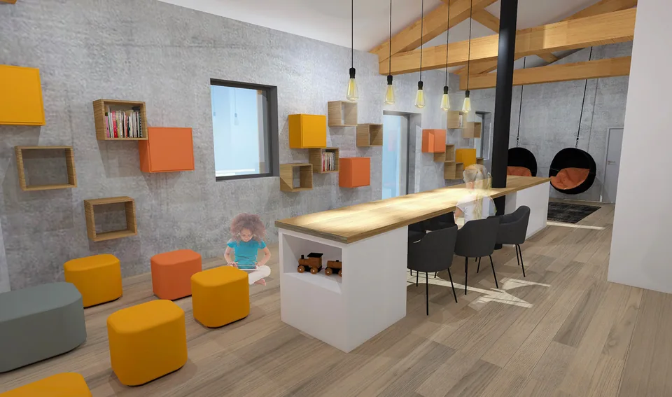 Les couleurs ont un impact indéniable sur notre humeur, alors quoi de mieux que des couleurs chaudes et gaies pour la création d’un espace pour une famille ?