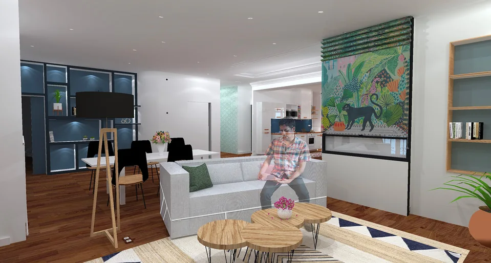 Pour cette pièce de vie, un grand espace séparé en deux zones et communiquant avec la cuisine, on mélange une ambiance plutôt luxueuse et tamisée dans la salle à manger, avec une ambiance cette fois-ci, plus végétale et…