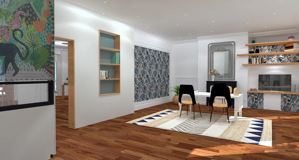 Le Salon à la particularité de pouvoir se transformer en cabinet pour un avocat ou un architecte par exemple.