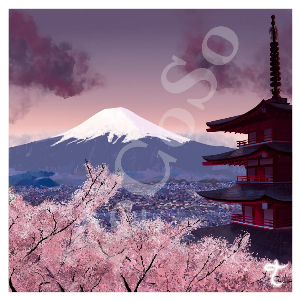 Illustration « Printemps au mont Fuji »