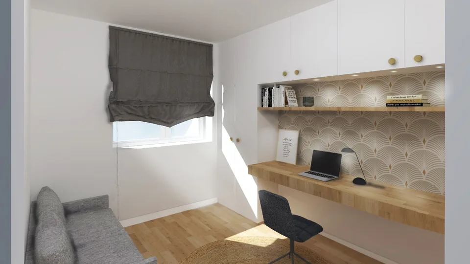 La réflexion de l’espace devait s’orienter autour de la modularité : définir l’espace bureau de la chambre d’amis. L'ouverture de nombreuses cloisons était nécessaire pour optimiser les espaces et la lumière.